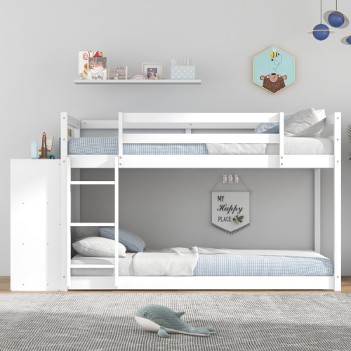 Bunk Bed with Convertible Bookcase and Ladder for Kids’ Bedroom