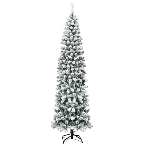 SLICKBLUE  Compact Snow Flocked Pencil Christmas Tree With 641 Hinged Tips