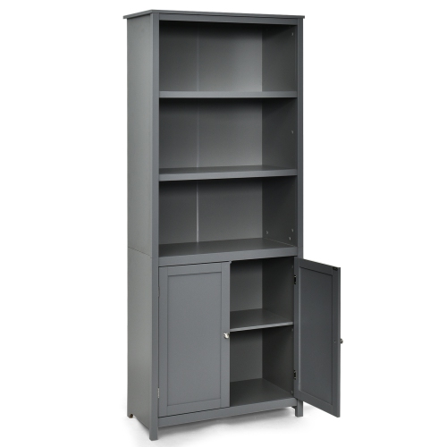 Wooden Bookcase with Doors Standing Storage Cabinet and Display Unit