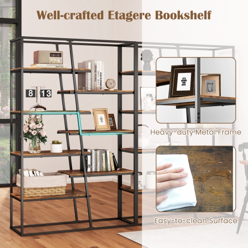 Bibliothèque à 7 niveaux durable – Étagère industrielle de 71&nbsp;po avec cadre en métal