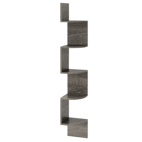 5-Tier Corner Bookshelf – Wall Mounted Floating Storage Organizer