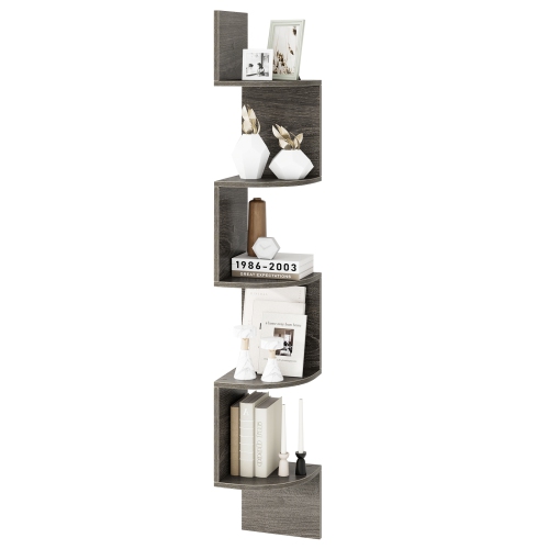 5-Tier Corner Bookshelf – Wall Mounted Floating Storage Organizer