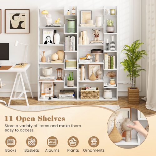 6-Tier Wooden Bookshelf – Tall Display Bookcase with Anti-Tipping Kits