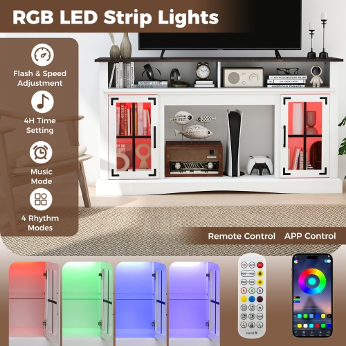 Meuble pour téléviseur moderne avec lampes LED et télécommande pour le divertissement dans le salon