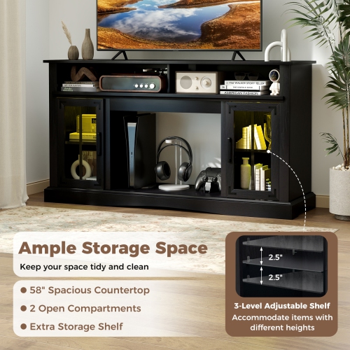 Modern TV Stand with LED Lights and Remote Control for Living Room Entertainment