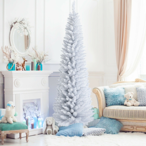 Unlit Slim Artificial Pencil Christmas Tree with Metal Stand