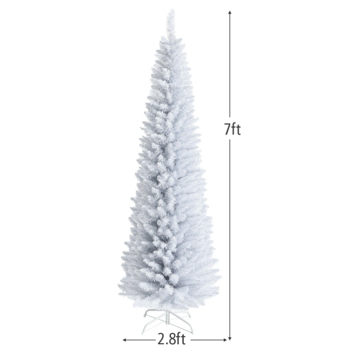 Unlit Slim Artificial Pencil Christmas Tree with Metal Stand