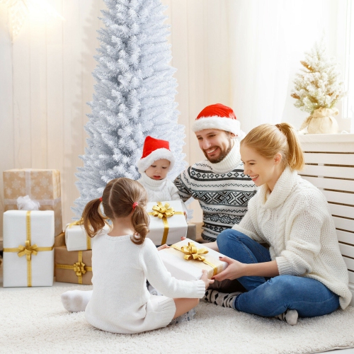 Unlit Slim Artificial Pencil Christmas Tree with Metal Stand