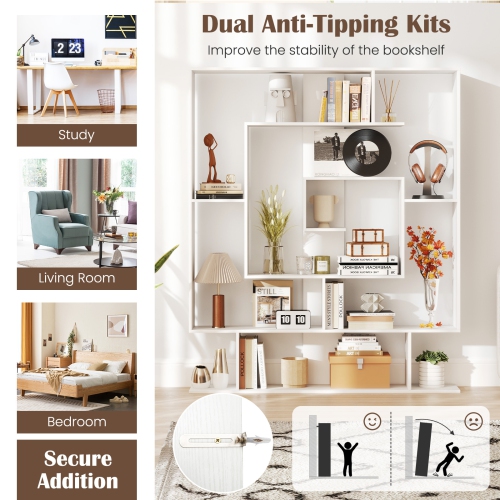 Contemporary 7-Tier Bookshelf – Open Display Shelf Rack for Living Room