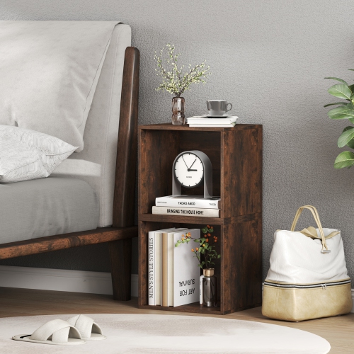 Freestanding Cube Storage Organizer – Wooden Stackable Open Shelf Unit