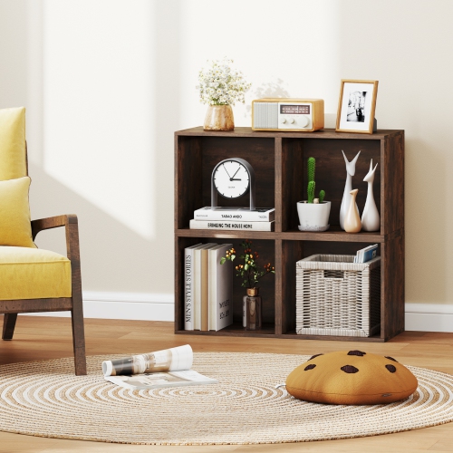 Freestanding Cube Storage Organizer – Wooden Stackable Open Shelf Unit