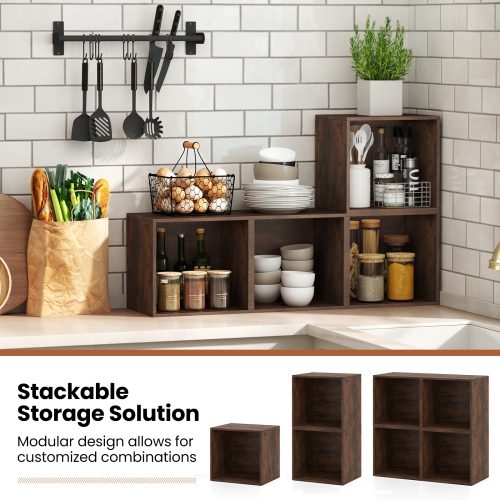 Freestanding Cube Storage Organizer – Wooden Stackable Open Shelf Unit