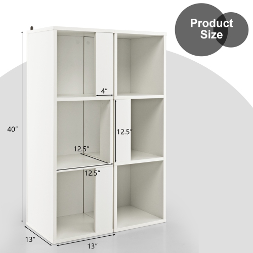 3-Tier 6-Cube Freestanding Bookcase with Safety Anti-Toppling Device