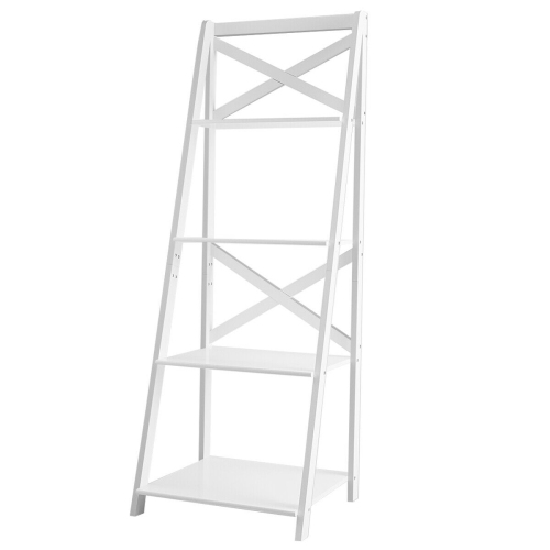 4-Tier Leaning Ladder Shelf Freestanding Bookcase for Home Decor