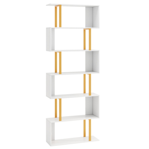 Geometric Style Bookshelf – Modern Bookcase with Metal Frame and Safety Kits