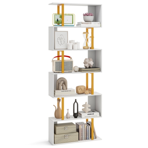 Geometric Style Bookshelf – Modern Bookcase with Metal Frame and Safety Kits