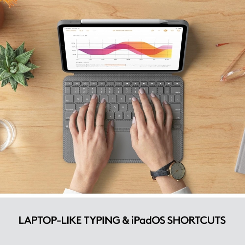 Logitech Combo Touch iPad Air Keyboard Case - Detachable Backlit Keyboard with Kickstand, Trackpad - Graphite (920-010260)