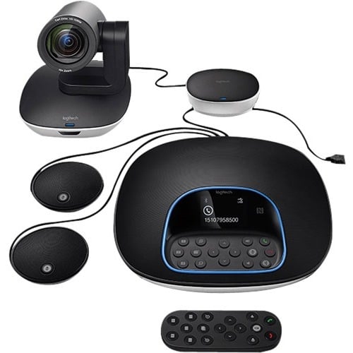 Open Box - Logitech Group Video Conferencing Bundle with Expansion Mics for Big Meeting Rooms - Black