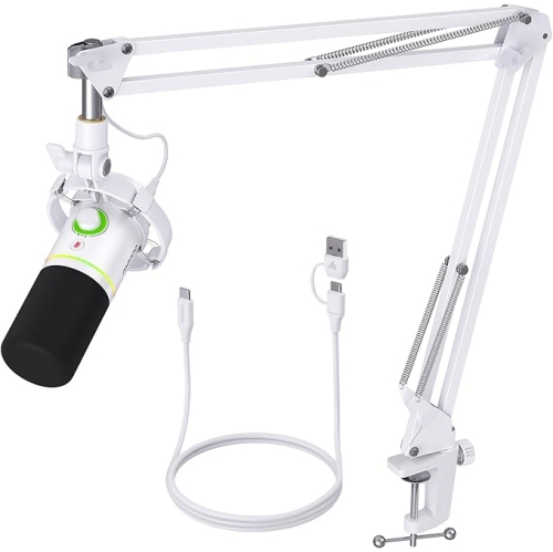 MAONO XLR/USB Dynamic Microphone Kit, RGB Podcast Mic with Software, Mute, Gain Knob, Volume Control, Boom Arm for Streaming, Gaming, Voice-Over,