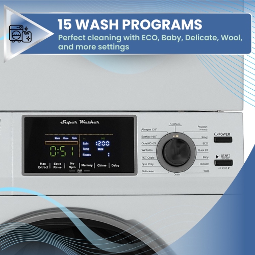 Equator Laundry Set 18 Lbs Washer 1.9cf+Vented Dryer 4cf SINGLE OUTLET 110V