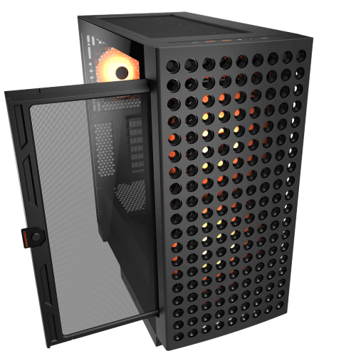 Cougar Airface ECO RGB Mid Tower ATX Computer Case, Tempered Glass Side Panel, 2 x 180mm 1 x 120mm ARGB Fan Pre-Installed, Black