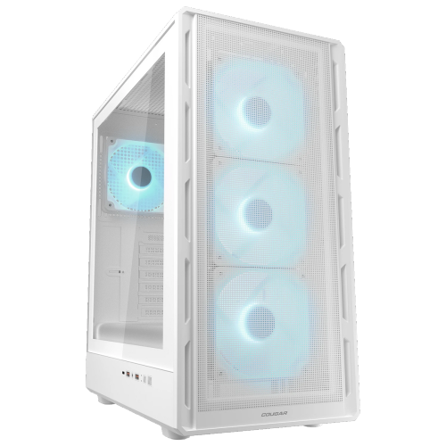 Cougar Airface Pure Pro Mid Tower ATX Computer Case, Tempered Glass Side Panel, 4 x 120mm RGB Fan Pre-Installed, White