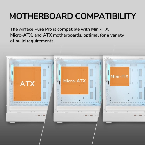 Cougar Airface Pure Pro Mid Tower ATX Computer Case, Tempered Glass Side Panel, 4 x 120mm RGB Fan Pre-Installed, White