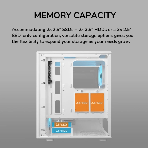 Cougar Airface Pure Pro Mid Tower ATX Computer Case, Tempered Glass Side Panel, 4 x 120mm RGB Fan Pre-Installed, White