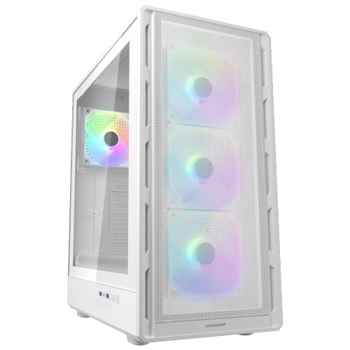 Cougar Airface Pure RGB Mid Tower ATX Computer Case, Tempered Glass Side Panel, 4 x 120mm RGB Fan Pre-Installed, White