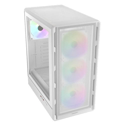 Cougar Airface Pure RGB Mid Tower ATX Computer Case, Tempered Glass Side Panel, 4 x 120mm RGB Fan Pre-Installed, White