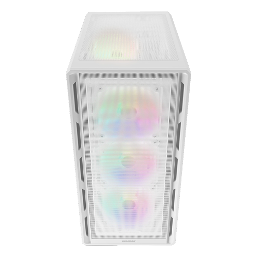 Cougar Airface Pure RGB Mid Tower ATX Computer Case, Tempered Glass Side Panel, 4 x 120mm RGB Fan Pre-Installed, White