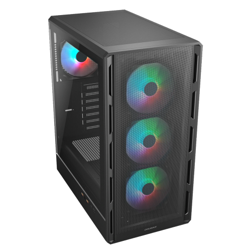 Cougar Airface Pure RGB Mid Tower ATX Computer Case, Tempered Glass Side Panel, 4 x 120mm RGB Fan Pre-Installed, Black
