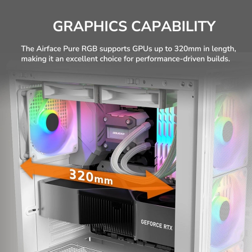 Cougar Airface Pure RGB Mid Tower ATX Computer Case, Tempered Glass Side Panel, 4 x 120mm RGB Fan Pre-Installed, Black
