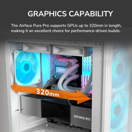 Cougar Airface Pure Pro Mid Tower ATX Computer Case, Tempered Glass Side Panel, 4 x 120mm RGB Fan Pre-Installed, Black