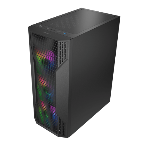 Cougar MX110 RGB Mid Tower ATX Computer Case, Tempered Glass Side Panel, 4 x 120mm ARGB Fans Pre-Installed, Black