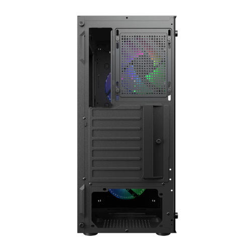 Cougar MX110 RGB Mid Tower ATX Computer Case, Tempered Glass Side Panel, 4 x 120mm ARGB Fans Pre-Installed, Black