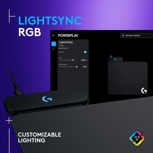 Refurbished - Logitech G Powerplay Wireless Charging System for G703, G903 Lightspeed Wireless Gaming Mice, Cloth or Hard Gaming Mouse Pad