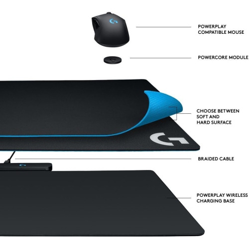 Refurbished - Logitech G Powerplay Wireless Charging System for G703, G903 Lightspeed Wireless Gaming Mice, Cloth or Hard Gaming Mouse Pad
