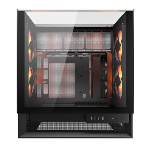 Cougar OmnyX RGB Mid Tower ATX Computer Case, Tempered Glass Side Panel, 4 x 160mm ARGB Fans Pre-Installed, Black