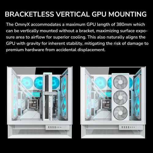 Cougar OmnyX RGB Mid Tower ATX Computer Case, Tempered Glass Side Panel, 4 x 160mm ARGB Fans Pre-Installed, Black