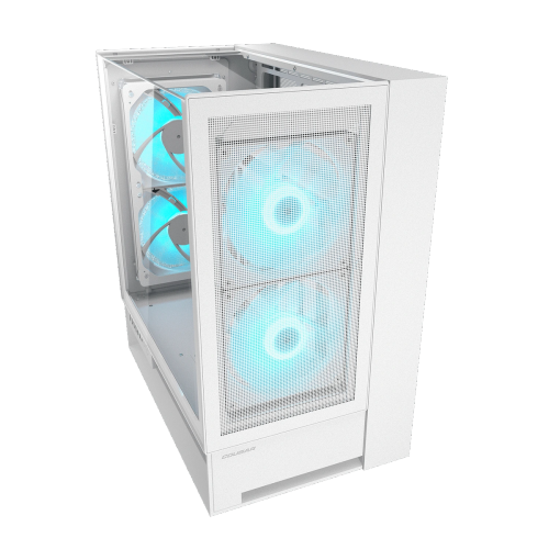 Cougar OmnyX RGB Mid Tower ATX Computer Case, Tempered Glass Side Panel, 4 x 160mm ARGB Fans Pre-Installed, White
