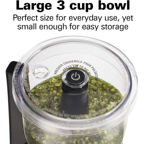 Hachoir à légumes électrique de 72850&nbsp;g et mini robot culinaire de Hamilton Beach – 3&nbsp;tasses, 350&nbsp;W, noir