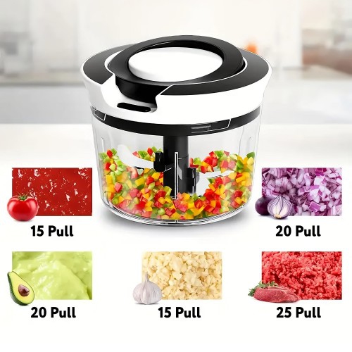 Hachoir manuel, hachoir à légumes avec fil à tirer et coupe-ail pour légumes, fruits, herbes et aliments secs