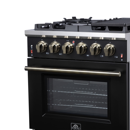 Forno Massimo – Cuisinière à gaz autonome de 30 po, 4 brûleurs, four à convection véritable, noir