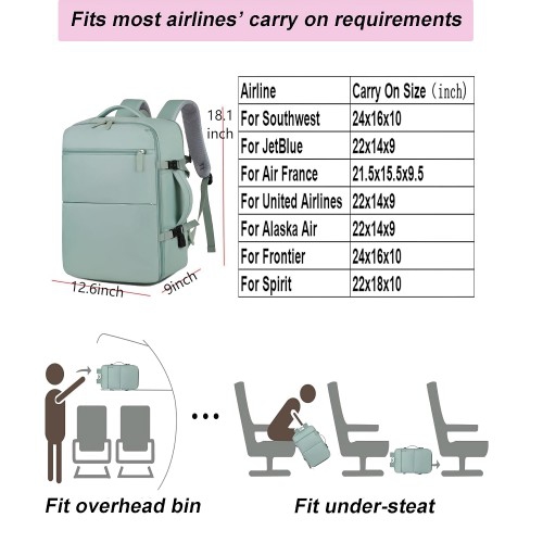 40L Travel Backpack, Expandable Waterproof Bag with 17.3 inch Laptop Compartment, USB Charging Port for School, Office, Travel