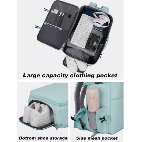 40L Travel Backpack, Expandable Waterproof Bag with 17.3 inch Laptop Compartment, USB Charging Port for School, Office, Travel