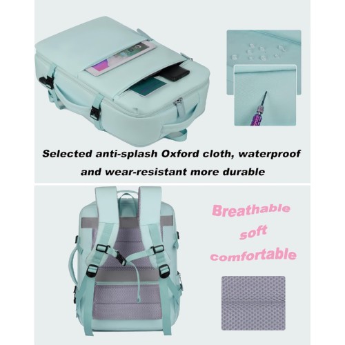 40L Travel Backpack, Expandable Waterproof Bag with 17.3 inch Laptop Compartment, USB Charging Port for School, Office, Travel