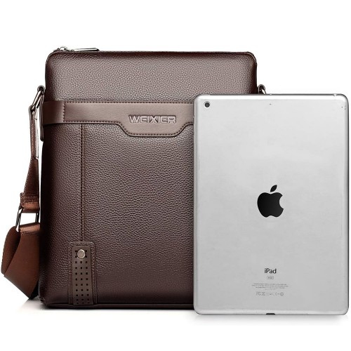 Sac à bandoulière en cuir PU, sac messager étanche à bandoulière avec bandoulière réglable, compartiment pour tablette pour le bureau, le bureau, le