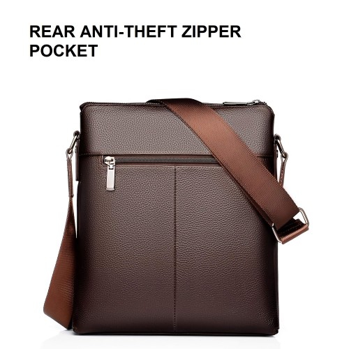 Sac à bandoulière en cuir PU, sac messager étanche à bandoulière avec bandoulière réglable, compartiment pour tablette pour le bureau, le bureau, le