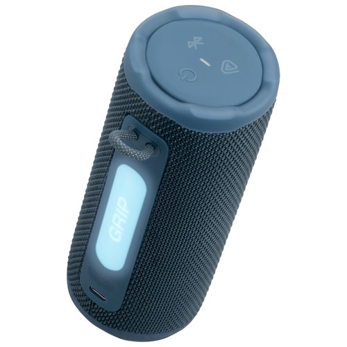 Haut-parleur sans fil Bluetooth compact résistant aux éclaboussures Grip de JBL - Bleu